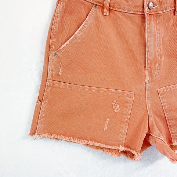 BDG Urban Outfitters Cut-Off Carpenter Shorts Washed Coral Sz 32 - Picture 4 of 12